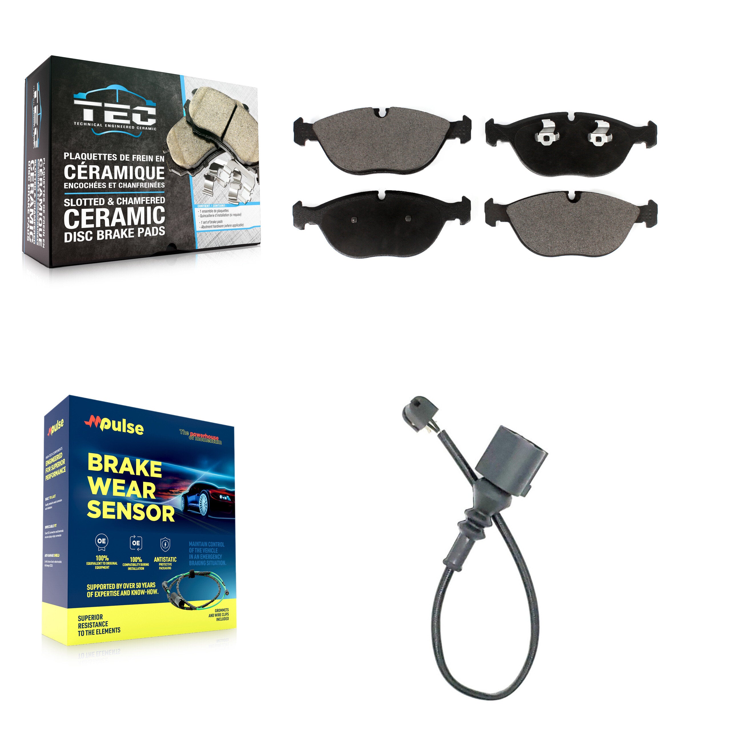 Front Ceramic Disc Brake Pads And Wear Sensor Kit For Audi TT Quattro Volkswagen R32 3.2L KTW-100008