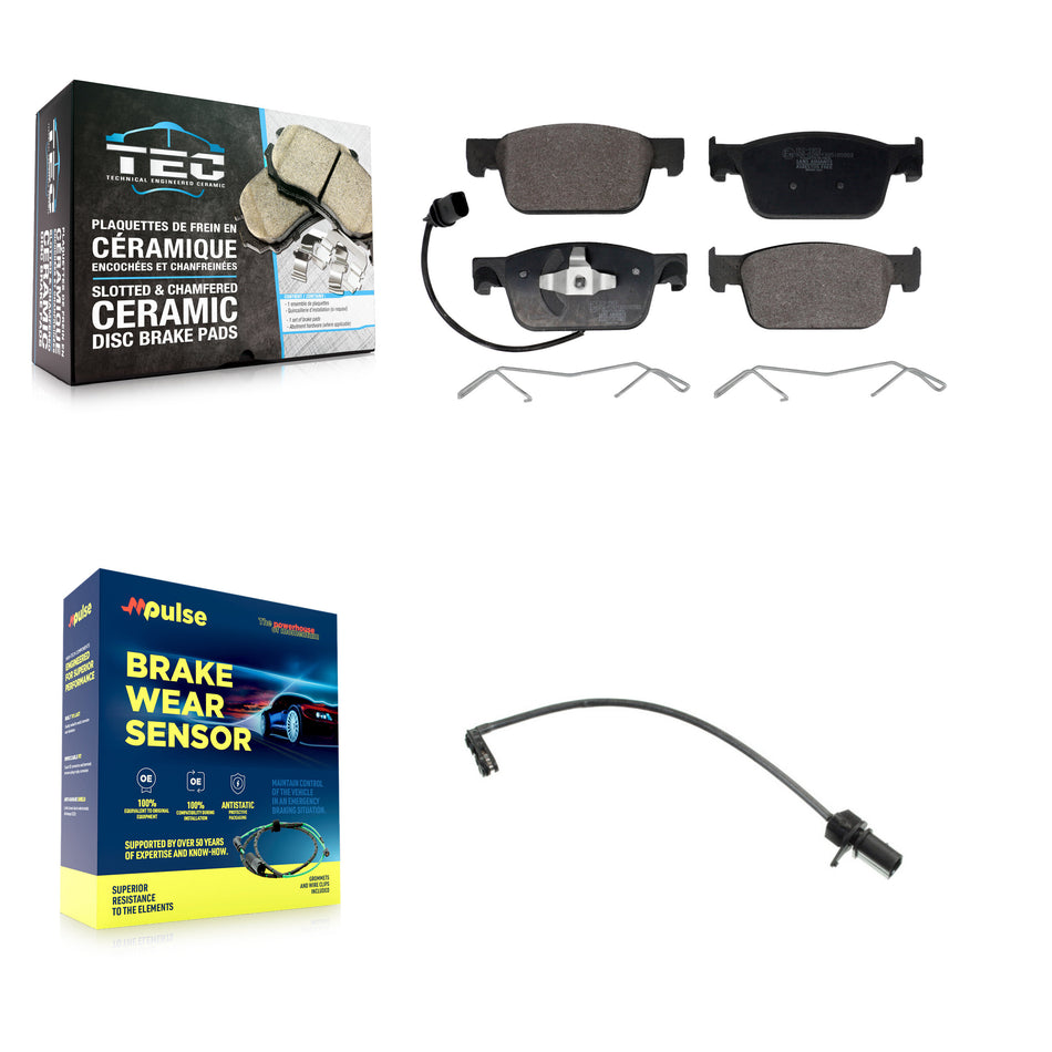 Front Ceramic Disc Brake Pads And Extra Wear Sensors Kit For Audi A4 Quattro KTW-100021