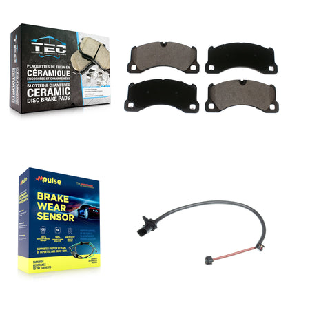 Front Ceramic Disc Brake Pads And Wear Sensors Kit For Porsche Macan with Rotor KTW-100041