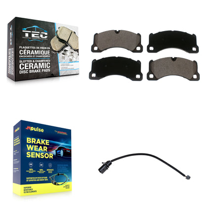 Front Ceramic Disc Brake Pads And Wear Sensors Kit For 2017 Porsche Macan 2.0L KTW-100044