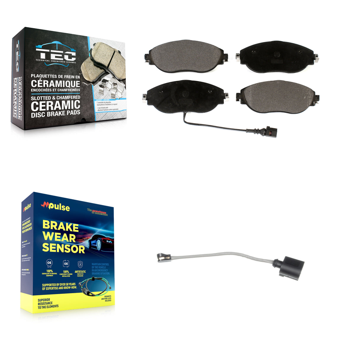 Front Ceramic Brake Pad & Extra Wear Sensor Kit For Volkswagen Tiguan Jetta Audi Q3 GTI R KTW-100057