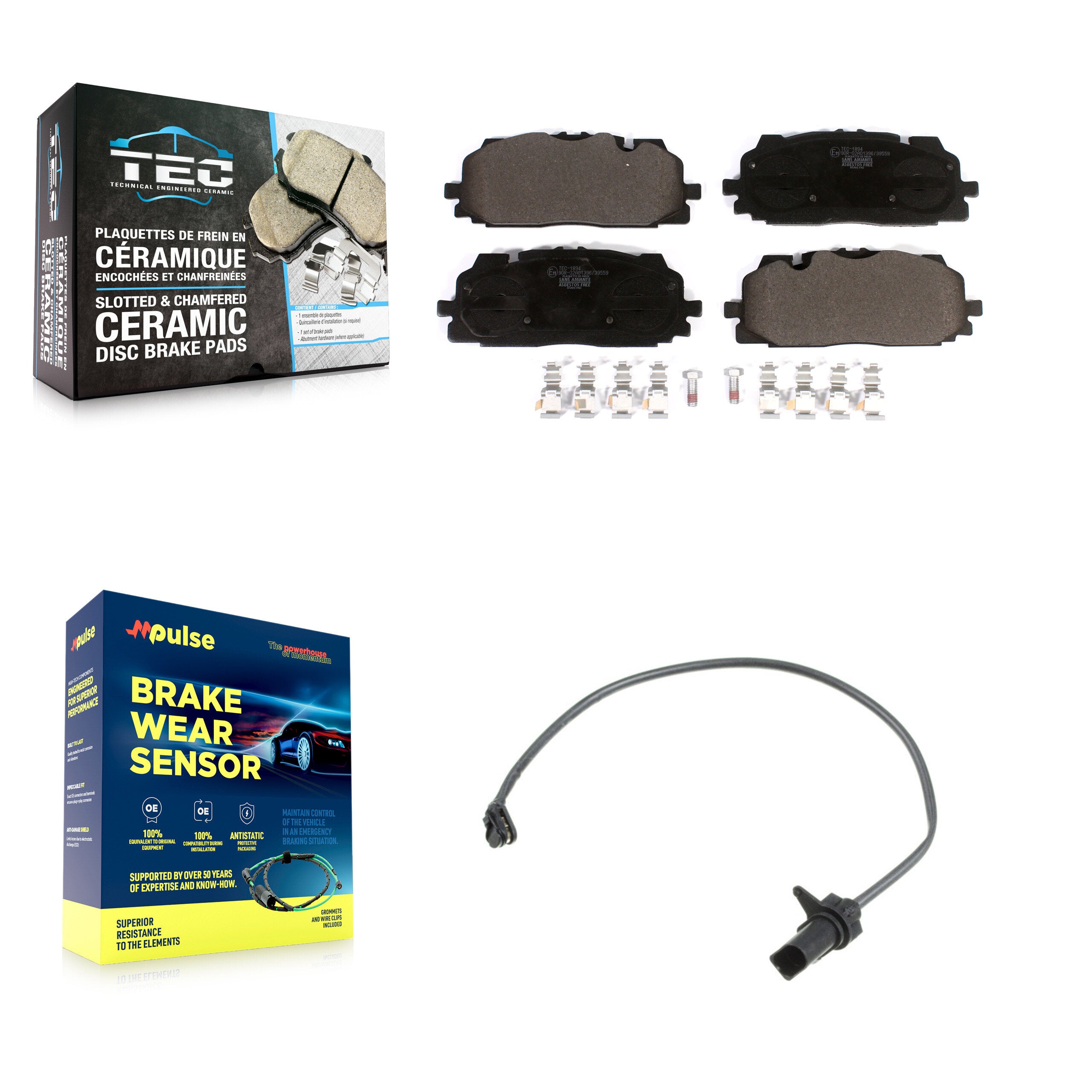 Front Ceramic Brake Pads Wear Sensor Kit For Audi Q7 SQ5 S5 Q8 S4 Sportback A6 Quattro A7 KTW-100068