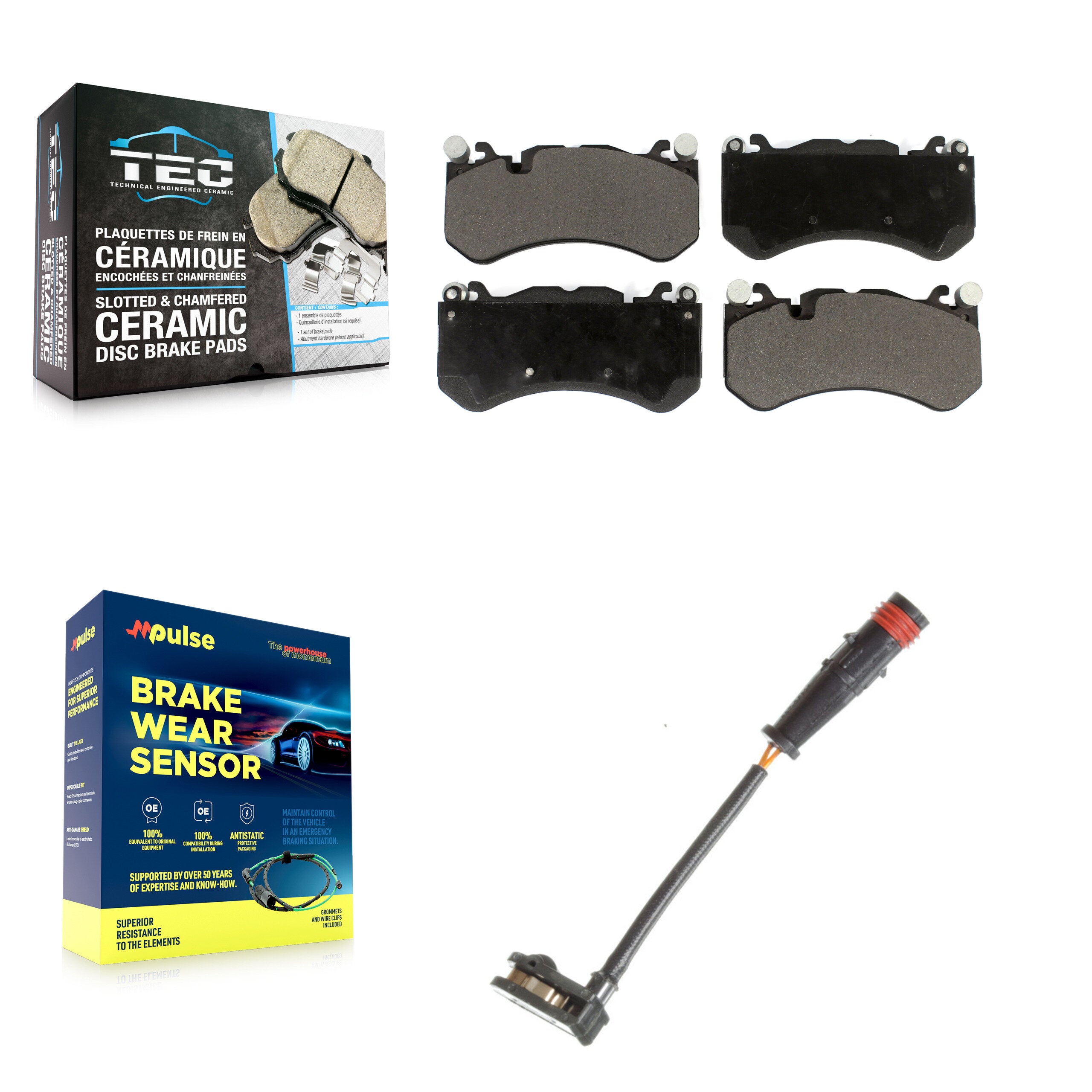 Front Ceramic Brake Pads Wear Sensor Kit For Mercedes-Benz G63 AMG with 350mm Rotor KTW-100088