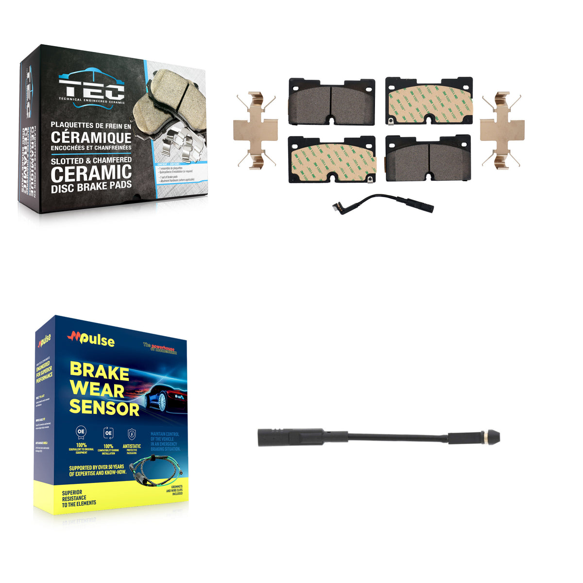 Front Ceramic Brake Pads Extra Wear Sensor Kit For GMC Chevrolet Silverado 1500 Sierra XL KTW-100090