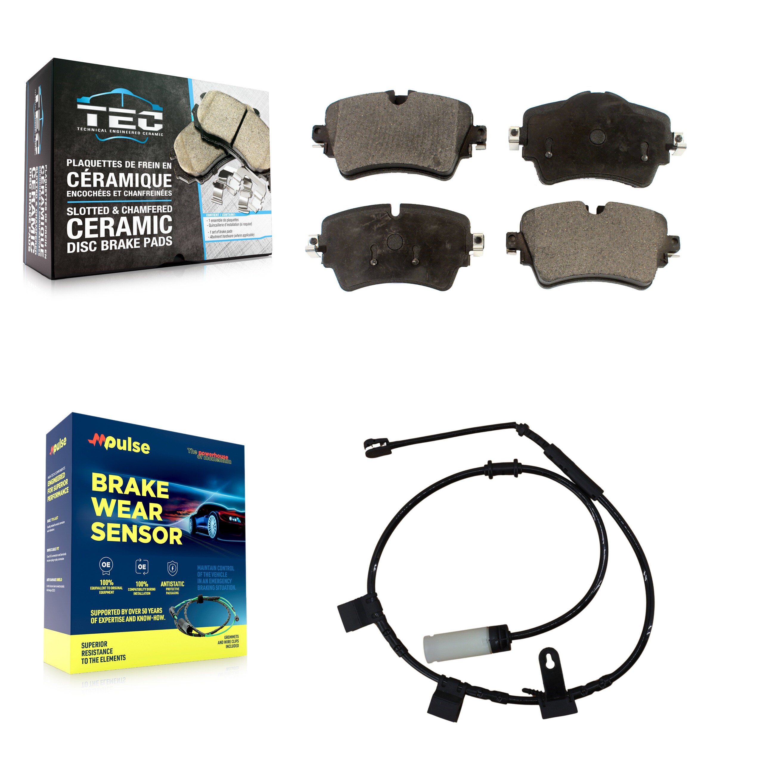 Front Ceramic Disc Brake Pads And Wear Sensors Kit For 2015 Mini Cooper 1.6L KTW-100103