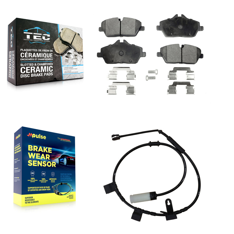 Front Ceramic Brake Pad & Wear Sensor Kit For Mini Cooper With 280mm Diameter Rotor KTW-100105