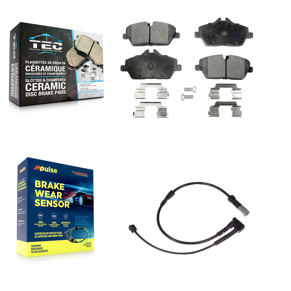 Front Ceramic Disc Brake Pads And Wear Sensors Kit For Mini Cooper KTW-100106