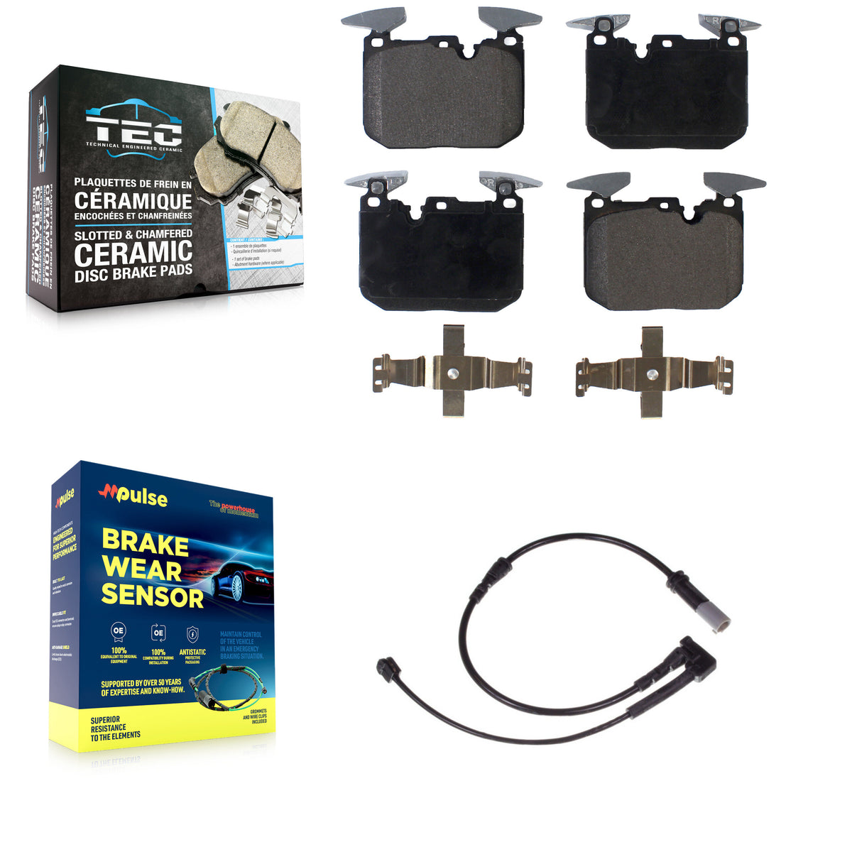 Front Ceramic Disc Brake Pads And Wear Sensors Kit For 2020 Mini Cooper John Works KTW-100111