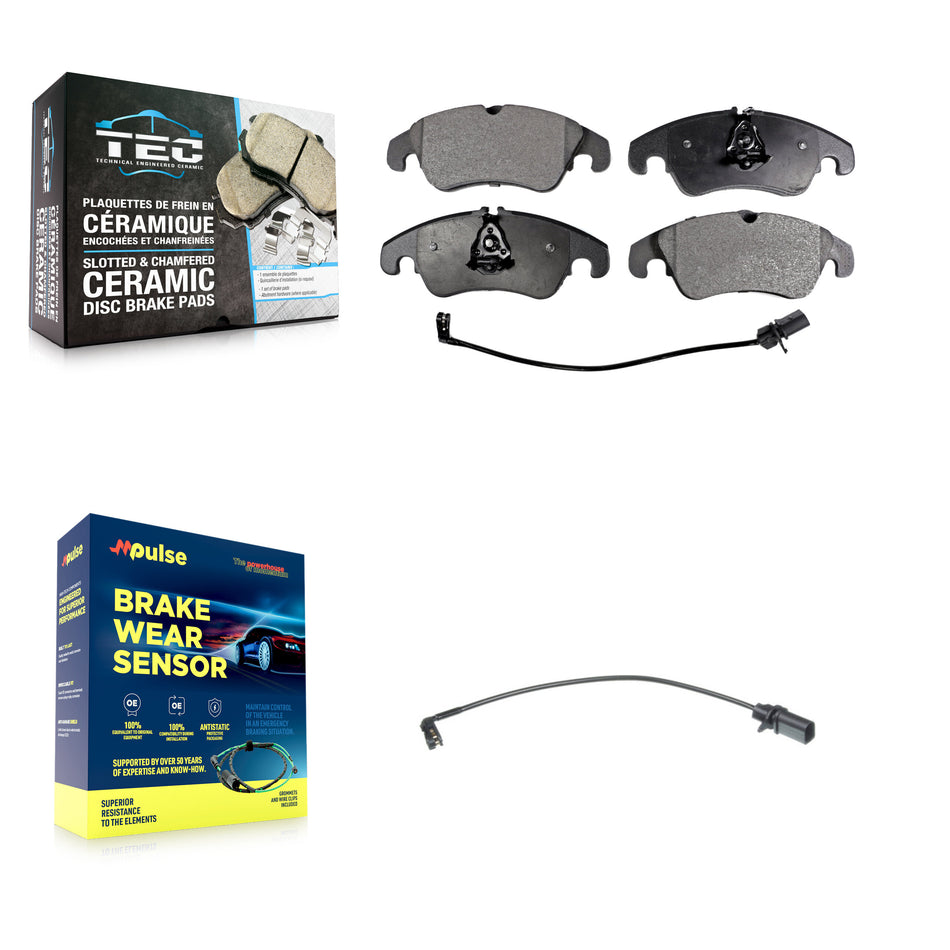 Front Ceramic Brake Pads Extra Wear Sensor Kit For Audi Q5 A4 Quattro A5 S4 S5 allroad A6 KTW-100120