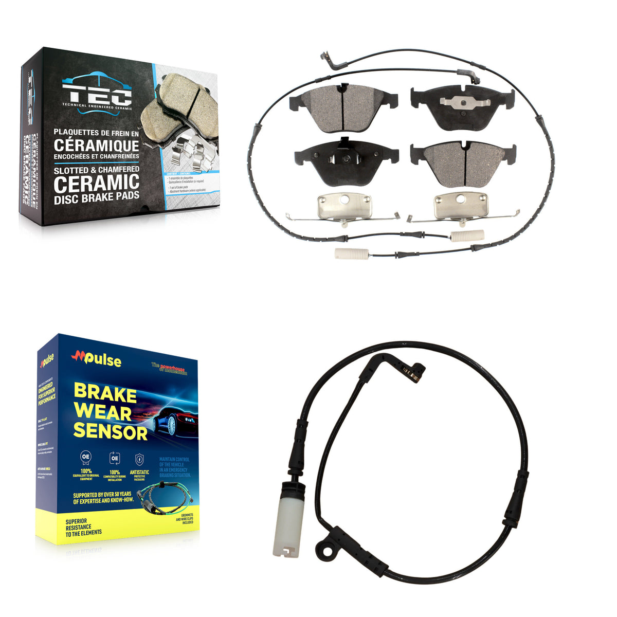 Front Ceramic Brake Pad And Extra Wear Sensor Kit For BMW 530i 528i xDrive 525i 535i 550i KTW-100154