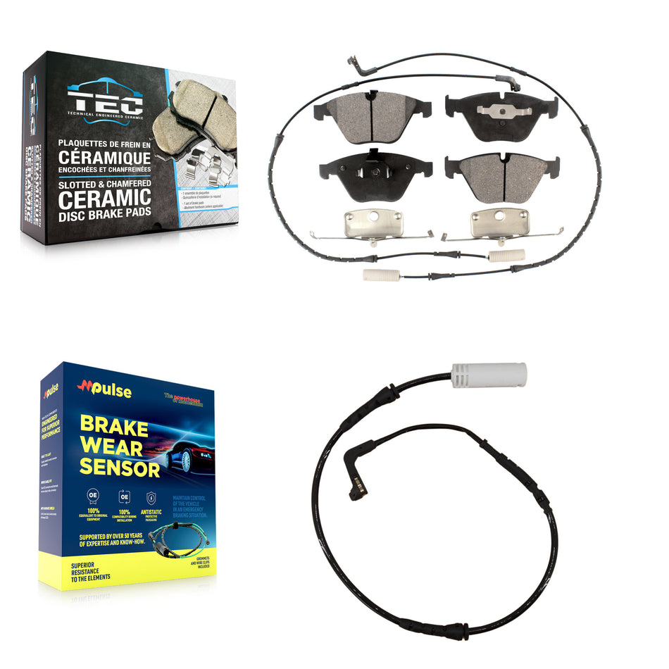 Front Ceramic Disc Brake Pads And Extra Wear Sensors Kit For BMW 328i 323i KTW-100156