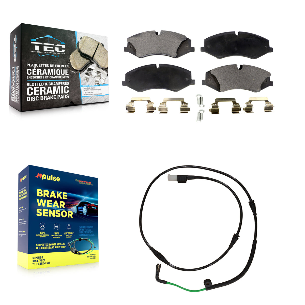 Front Ceramic Disc Brake Pads And Wear Sensors Kit For Land Rover LR4 KTW-100169