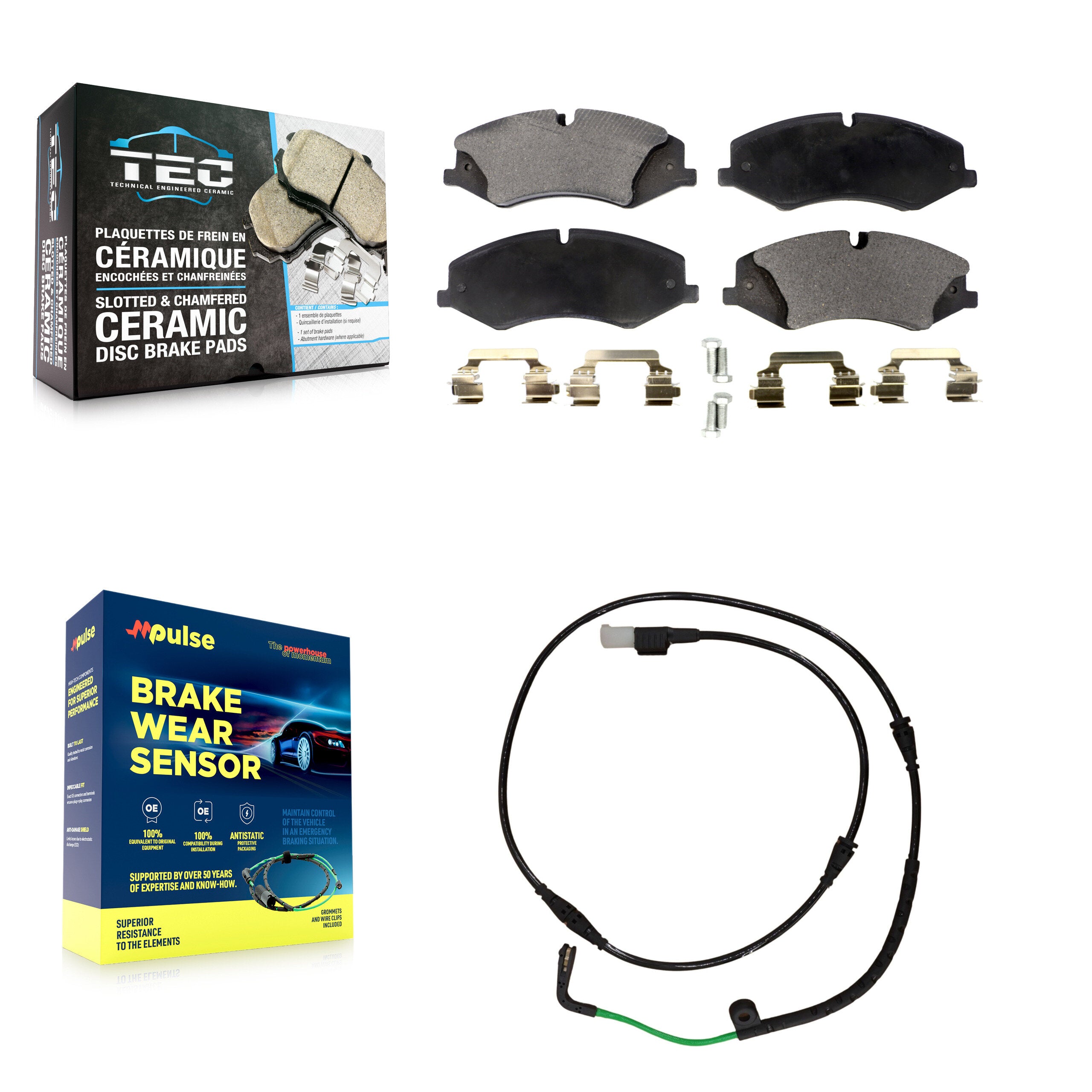 Front Ceramic Disc Brake Pads And Wear Sensors Kit For Land Rover LR4 KTW-100169