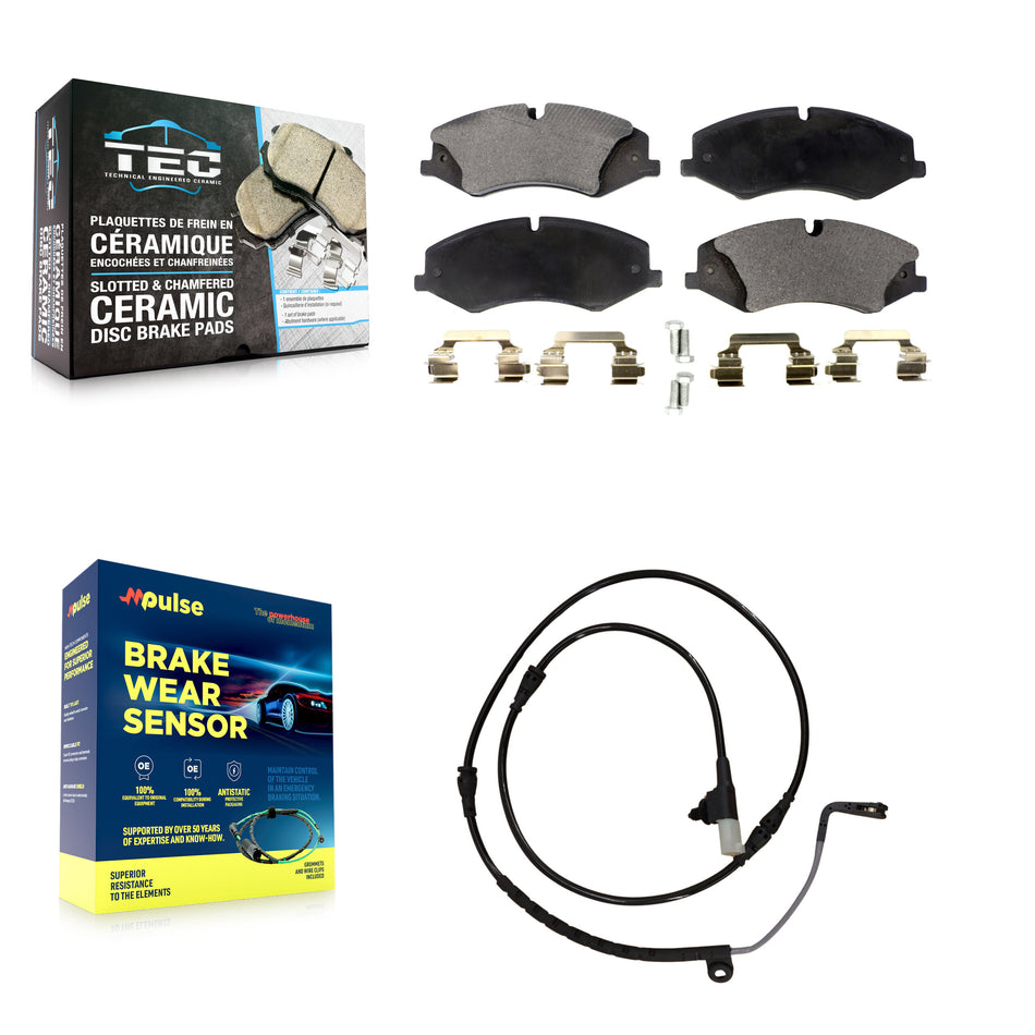 Front Ceramic Brake Pad Wear Sensor Kit For 10-13 Land Rover Range Sport with 360mm Rotor KTW-100172