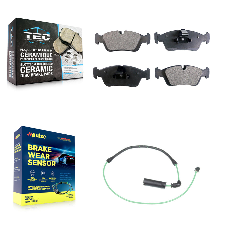 Front Ceramic Disc Brake Pads And Wear Sensors Kit For 2001-2005 BMW 325xi 2.5L KTW-100177