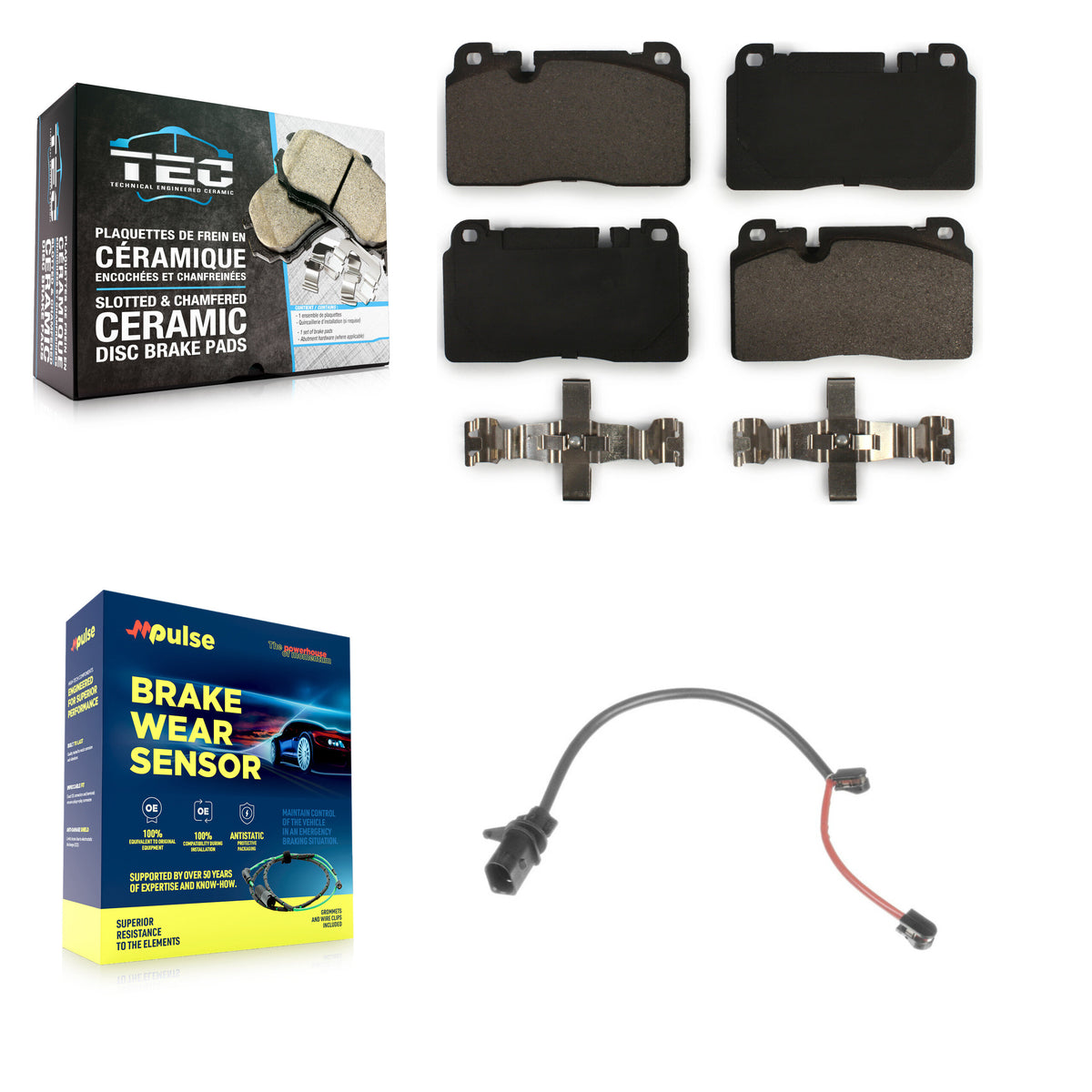 Front Ceramic Disc Brake Pads And Wear Sensors Kit For Audi Q5 KTW-100184