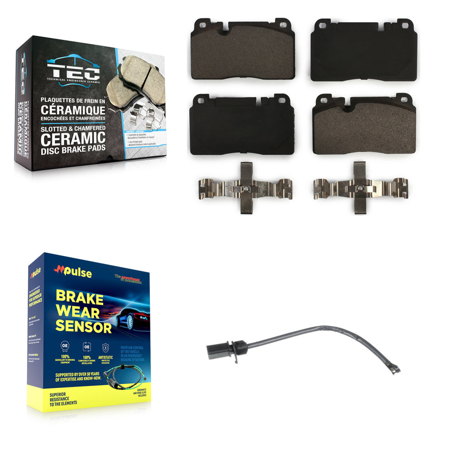 Front Ceramic Disc Brake Pads And Wear Sensors Kit For Audi Q5 KTW-100185