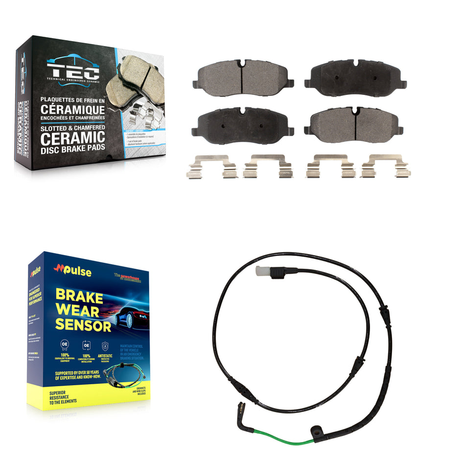 Front Ceramic Disc Brake Pads And Wear Sensors Kit For 2005-2009 Land Rover LR3 4.4L KTW-100190