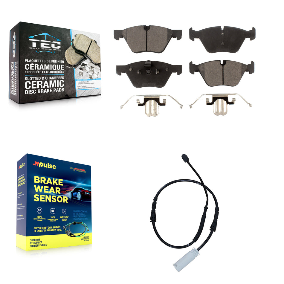 Front Ceramic Disc Brake Pads And Wear Sensors Kit For BMW 128i 3.0L KTW-100193