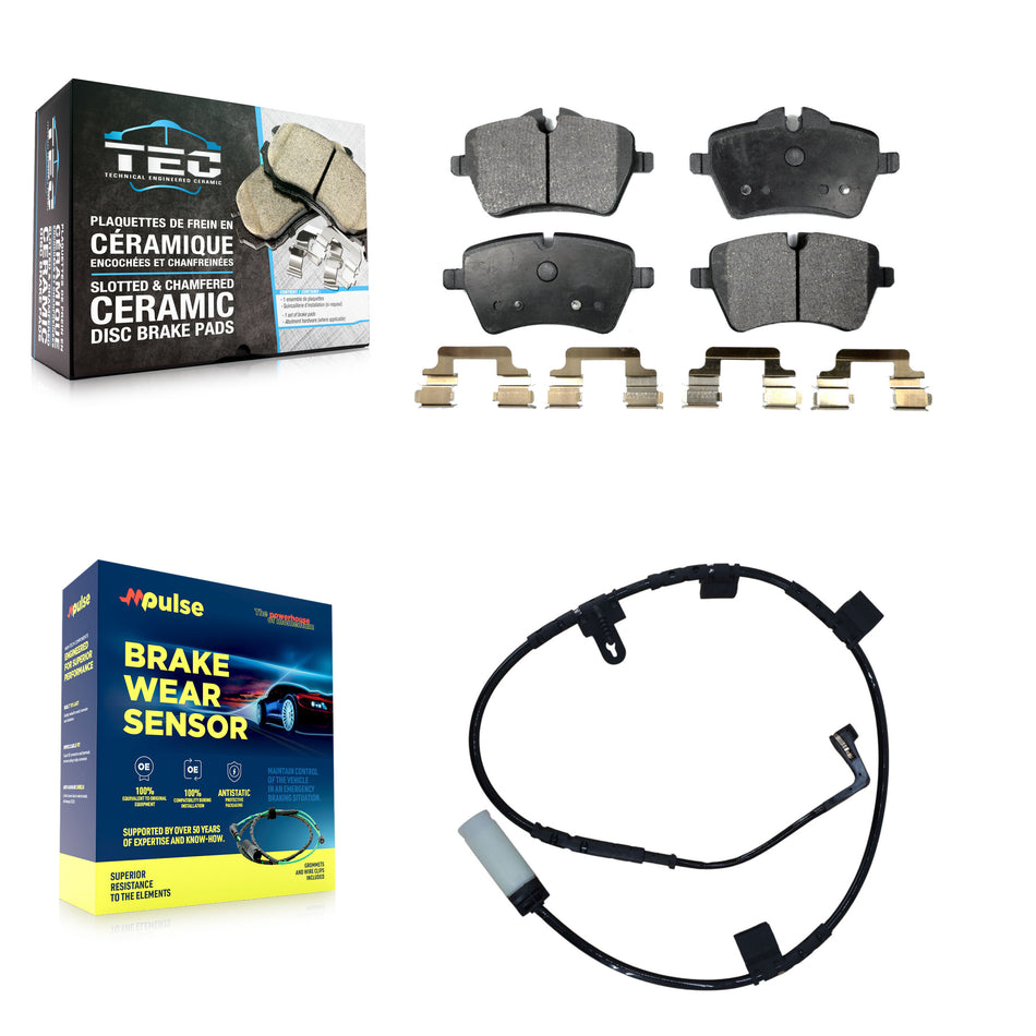 Front Ceramic Brake Pad & Wear Sensor Kit For Mini Cooper With 294mm Diameter Rotor KTW-100197