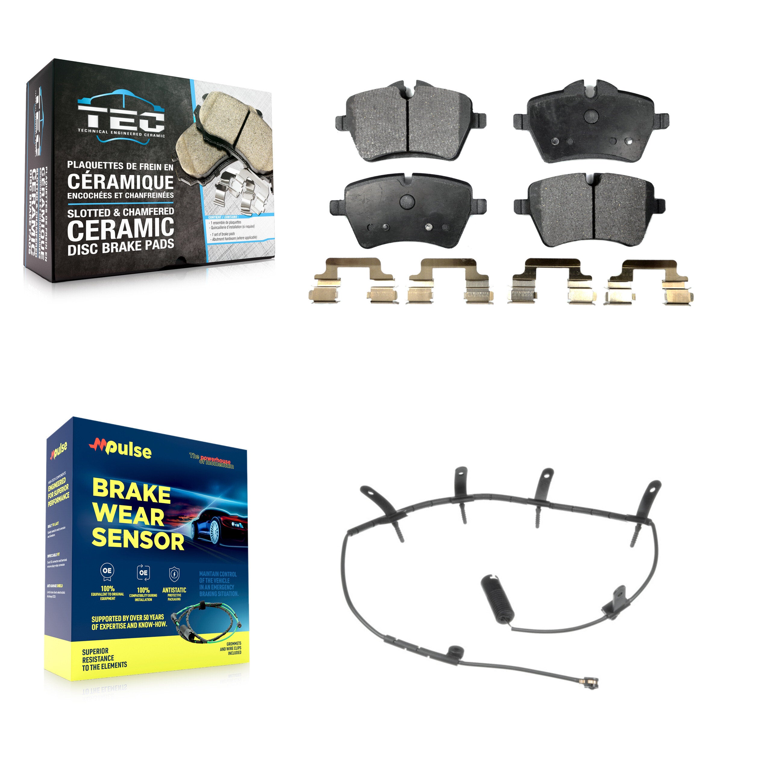 Front Ceramic Brake Pad & Wear Sensor Kit For Mini Cooper With 294mm Diameter Rotor KTW-100199