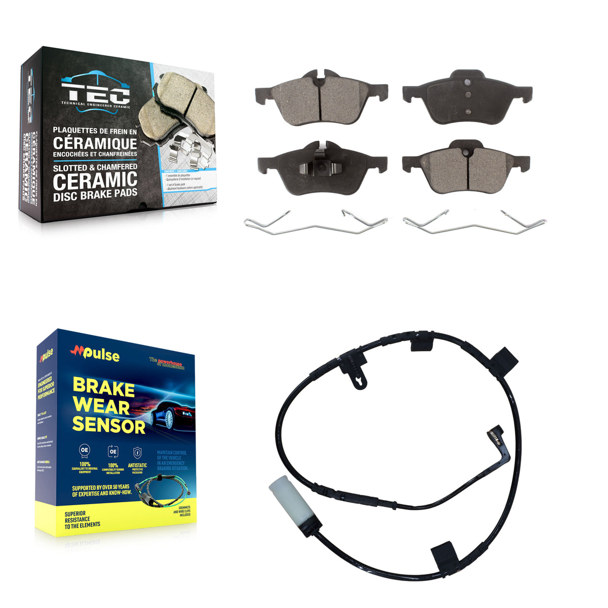 Front Ceramic Brake Pad & Wear Sensor Kit For Mini Cooper With 276mm Diameter Rotor KTW-100201