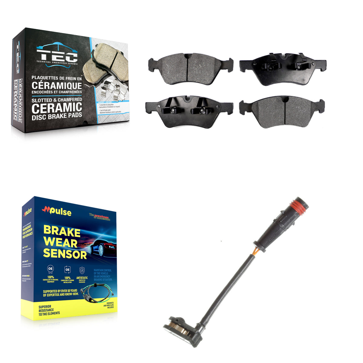 Front Ceramic Brake Pad Wear Sensor Kit For Mercedes-Benz ML350 R350 GL450 ML500 R500 G55 KTW-100208