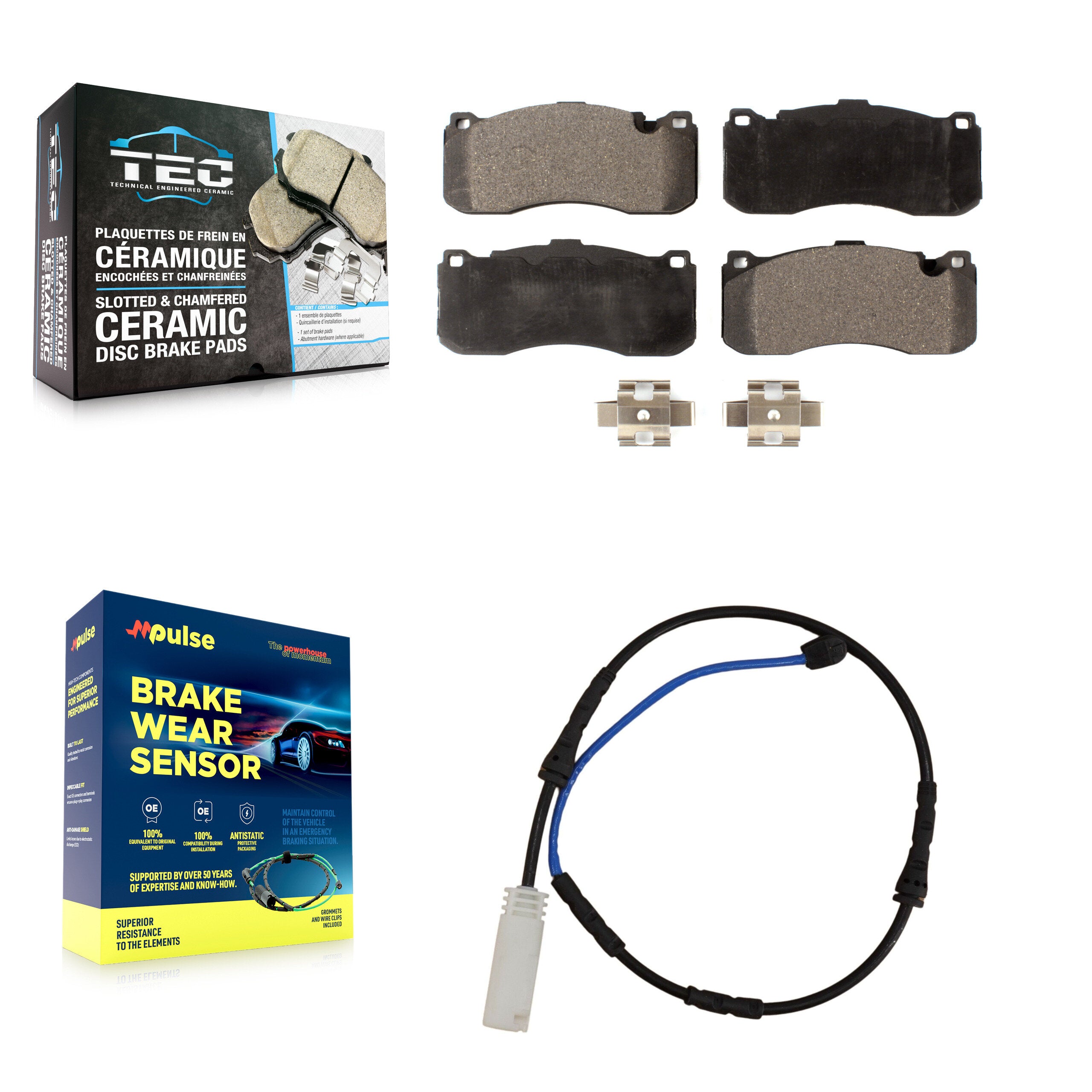 Front Ceramic Disc Brake Pads And Wear Sensors Kit For BMW 135i 135is 3.0L KTW-100210
