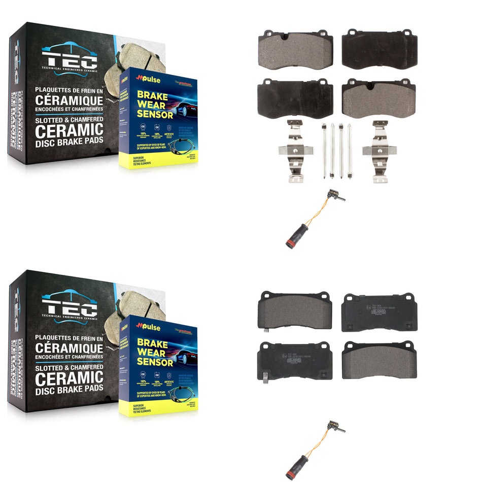 Front Rear Ceramic Disc Brake Pads Wear Sensor Kit For 2011-2014 Mercedes-Benz CL550 4.7L KTW-100229