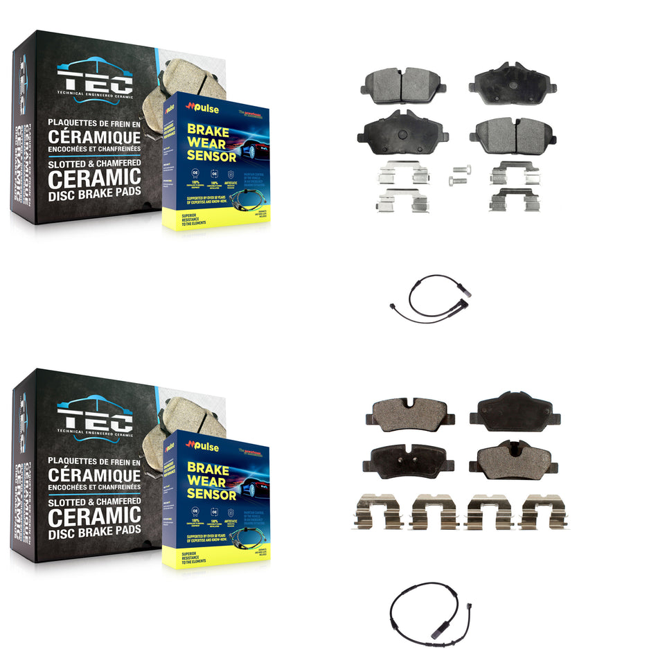 Front Rear Ceramic Disc Brake Pads And Wear Sensors Kit For Mini Cooper KTW-100231