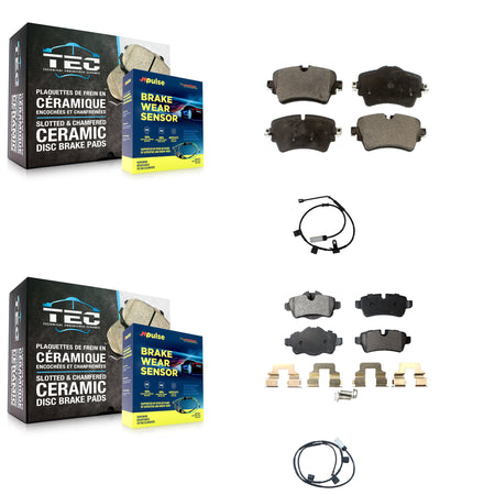 Front Rear Ceramic Disc Brake Pads And Wear Sensors Kit For 2015 Mini Cooper 1.6L KTW-100234