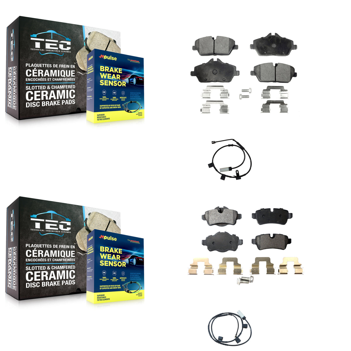 Front Rear Ceramic Disc Brake Pads And Wear Sensors Kit For Mini Cooper 1.6L KTW-100235