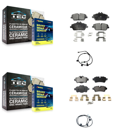 Front Rear Ceramic Disc Brake Pads And Wear Sensors Kit For Mini Cooper 1.6L KTW-100235