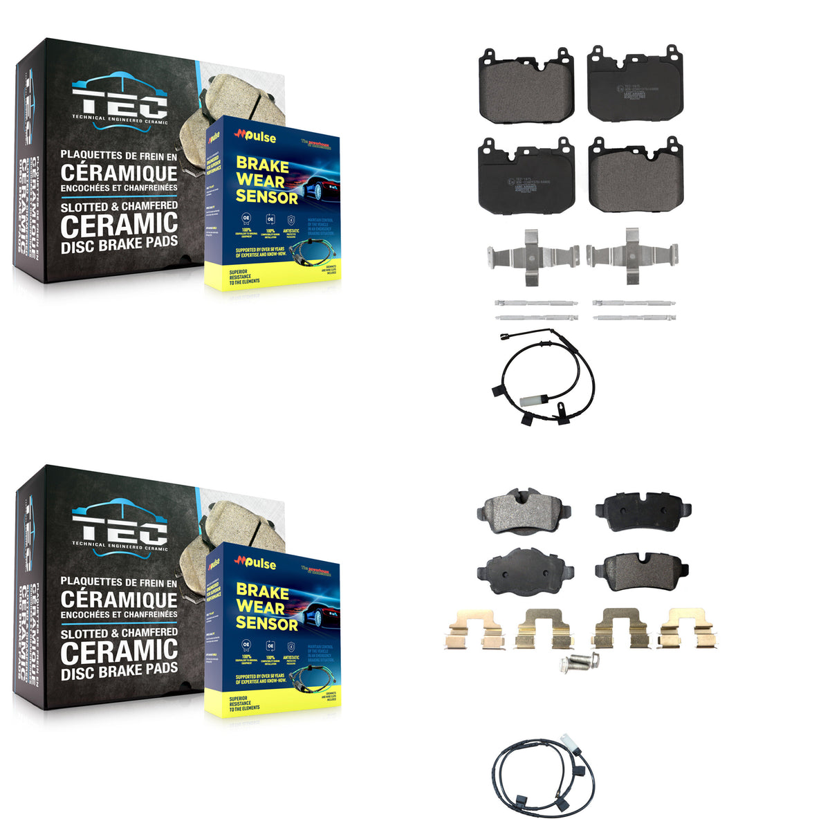 Front Rear Ceramic Disc Brake Pads And Wear Sensors Kit For Mini Cooper KTW-100237