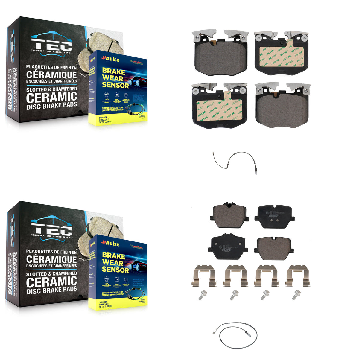 Front Rear Ceramic Disc Brake Pads And Wear Sensors Kit For 2019 BMW 330i xDrive Wagon KTW-100239