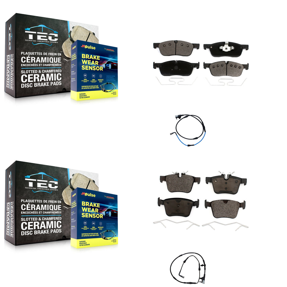 Front Rear Ceramic Disc Brake Pads And Wear Sensors Kit For Jaguar XE XF KTW-100251