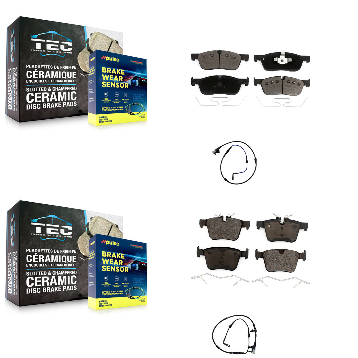 Front Rear Ceramic Disc Brake Pads And Wear Sensors Kit For Jaguar XE XF KTW-100252