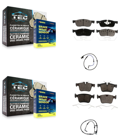 Front Rear Ceramic Disc Brake Pads And Wear Sensors Kit For Jaguar XE XF KTW-100252
