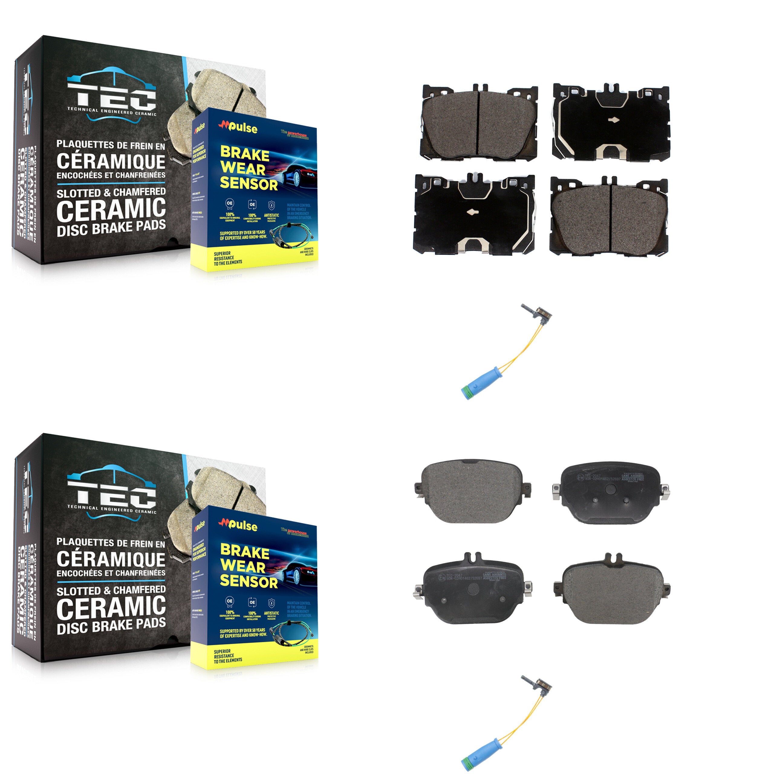 Front Rear Ceramic Brake Pad & Wear Sensor Kit For Mercedes-Benz E400 E450 E43 AMG CLS450 KTW-100254