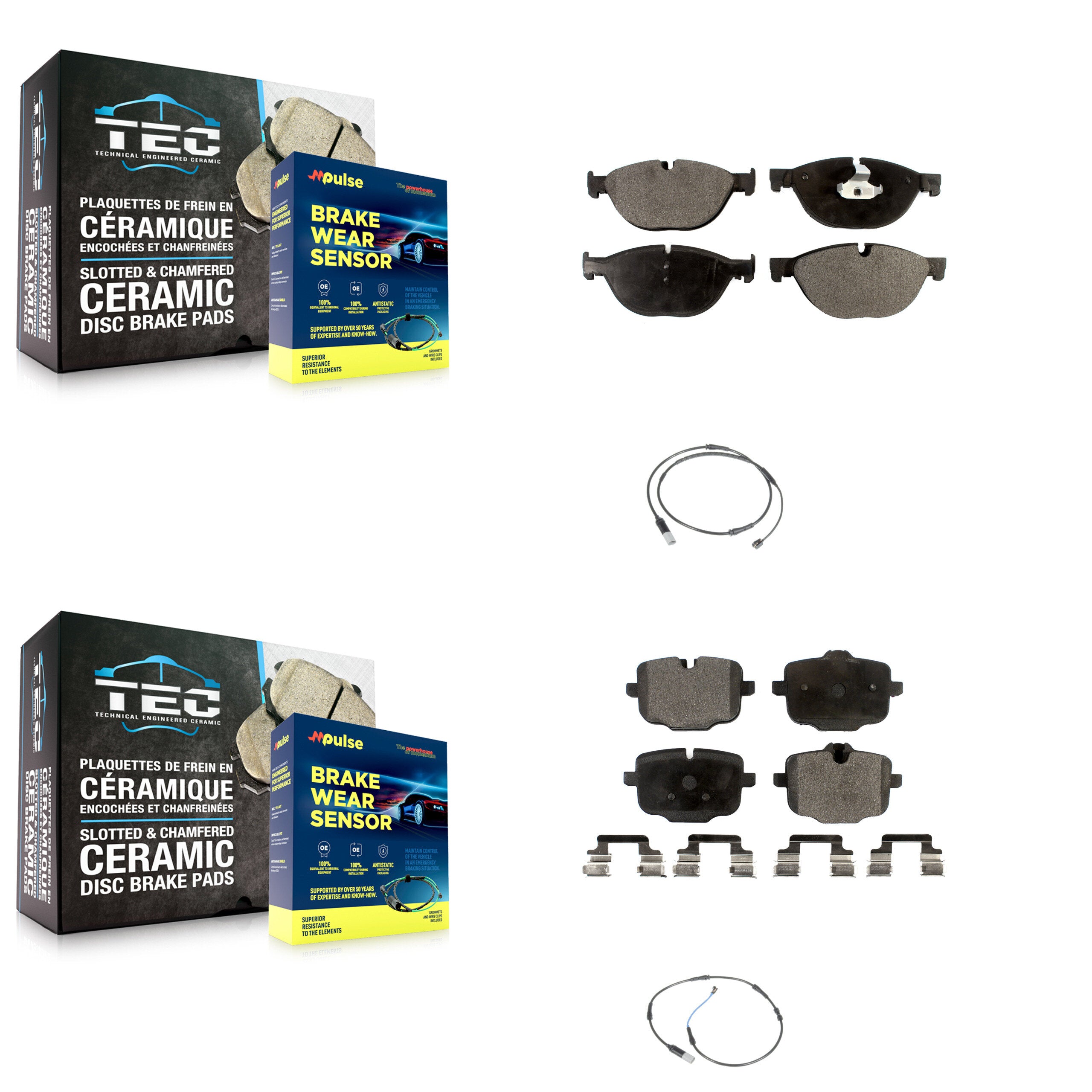 Front Rear Ceramic Disc Brake Pad And Wear Sensor Kit For BMW 650i xDrive Gran Coupe 550i KTW-100256