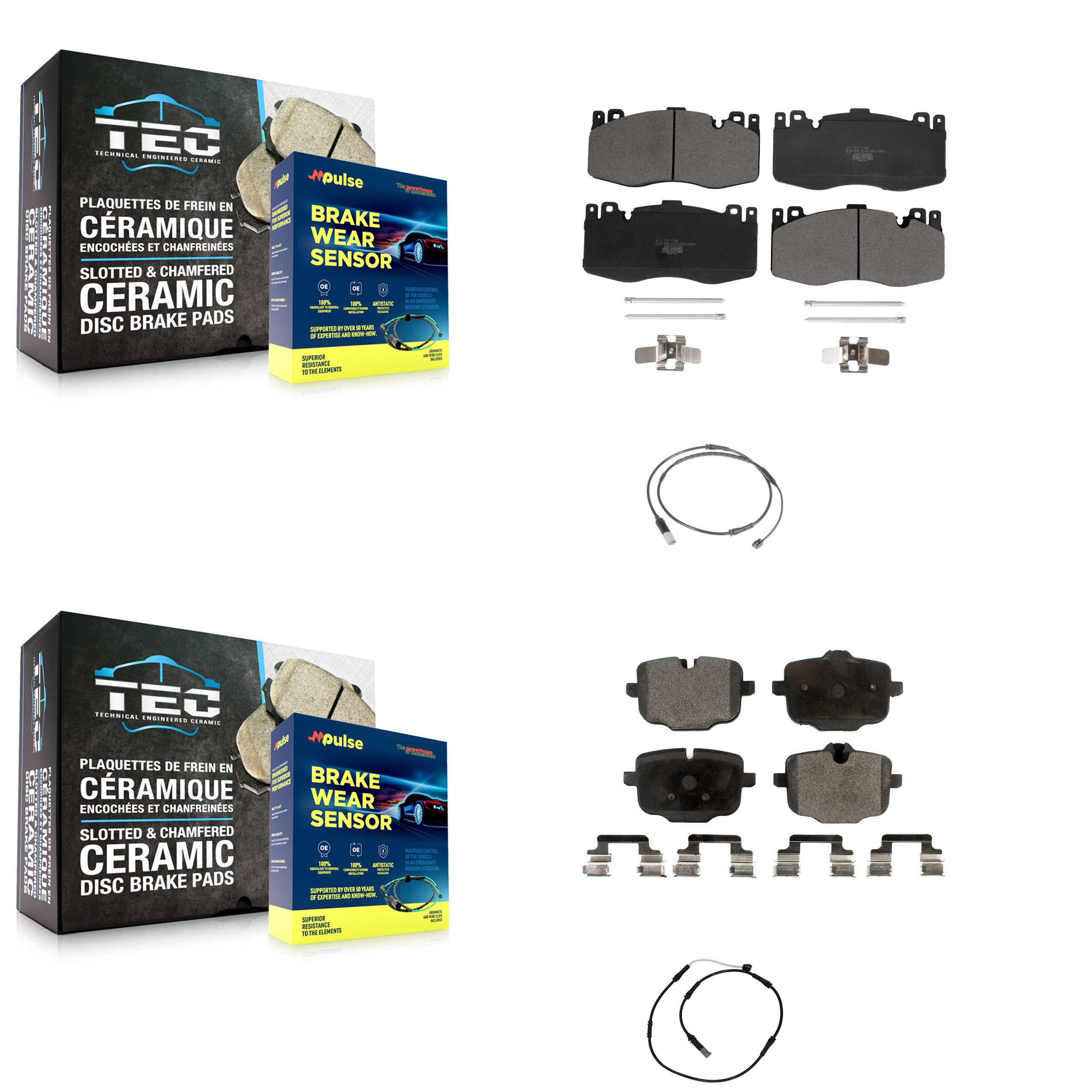 Front Rear Ceramic Disc Brake Pads And Wear Sensors Kit For BMW M6 Gran Coupe KTW-100262