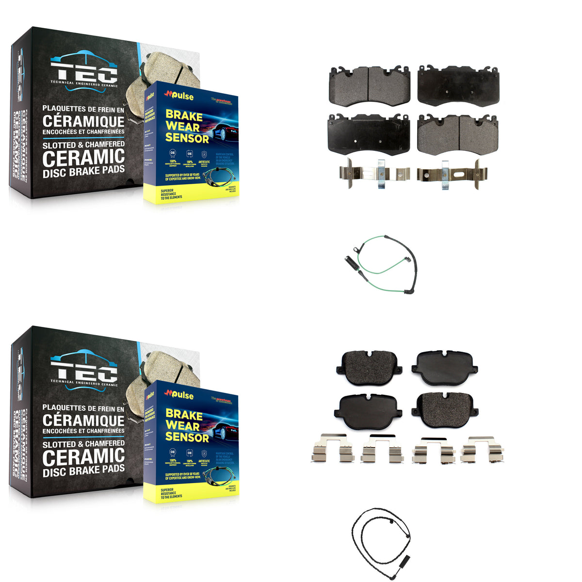 Front Rear Ceramic Disc Brake Pads And Wear Sensors Kit For Land Rover Range KTW-100268