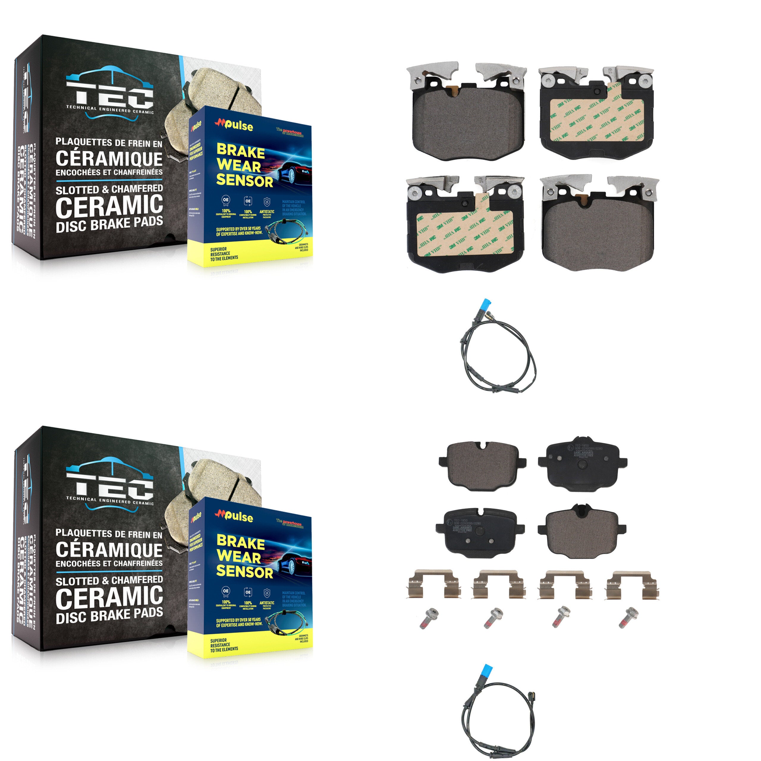 Front Rear Ceramic Disc Brake Pads And Wear Sensors Kit For BMW X3 KTW-100272