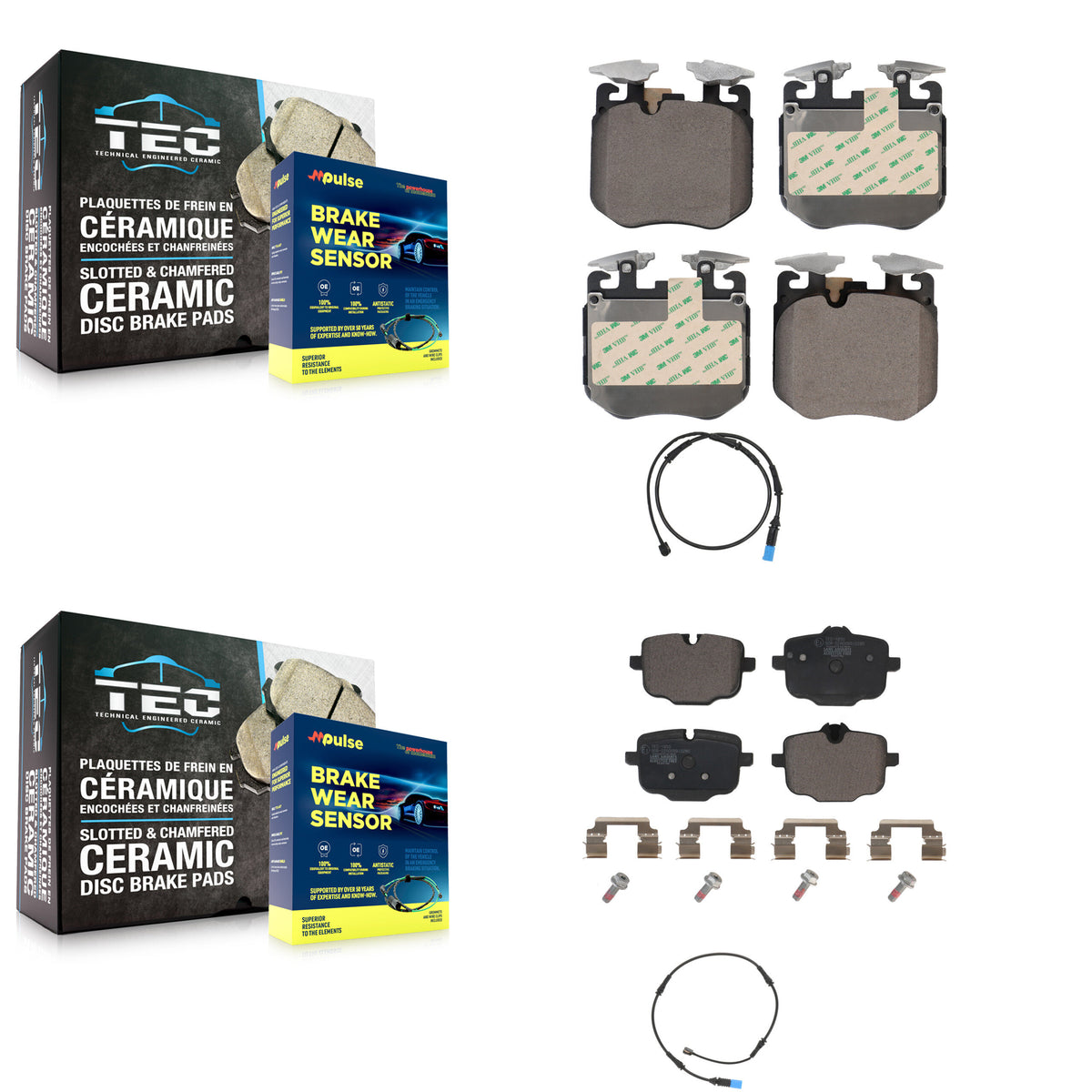 Front Rear Ceramic Disc Brake Pads And Wear Sensors Kit For BMW X5 X7 X6 KTW-100276