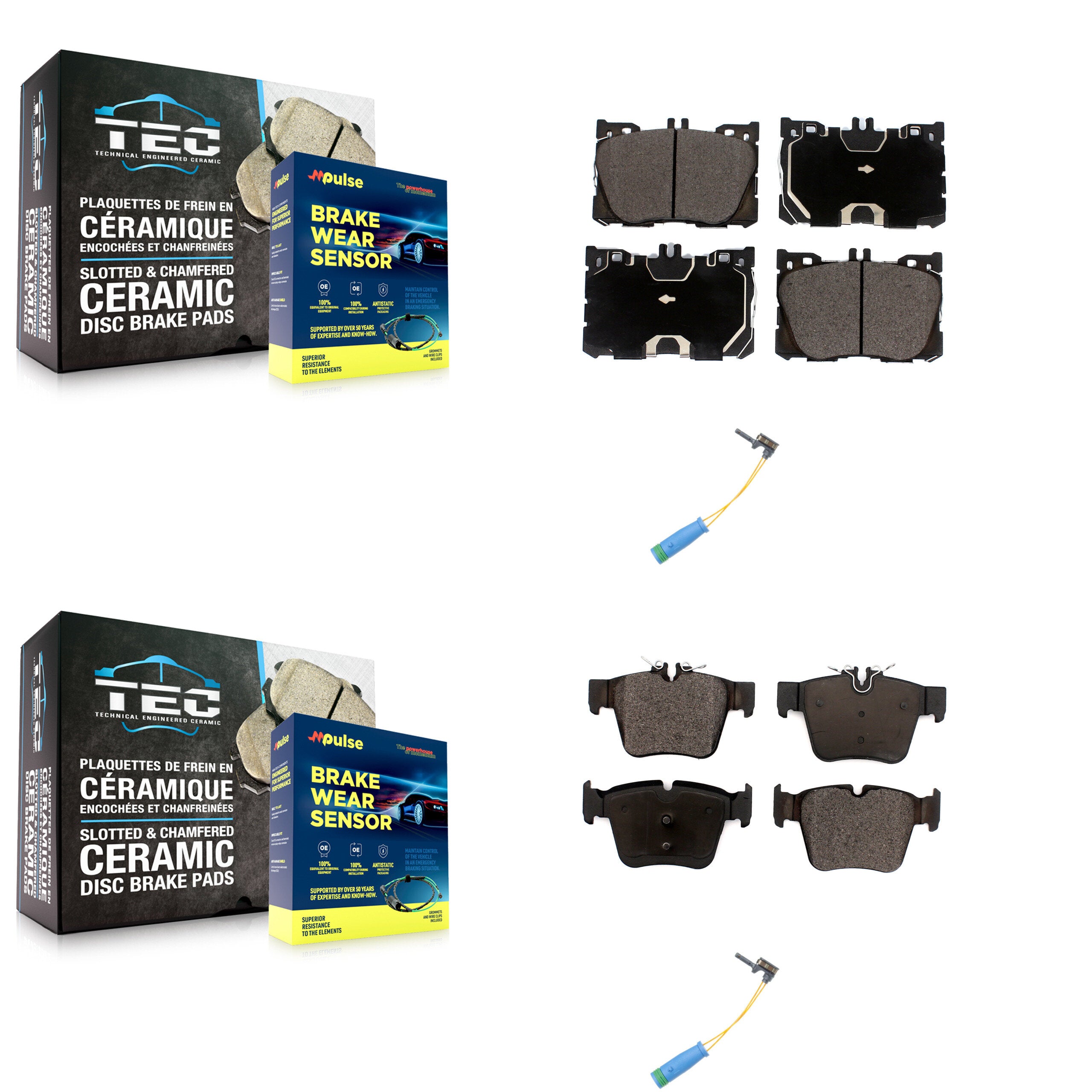 Front Rear Ceramic Brake Pads Wear Sensor Kit For Mercedes-Benz GLC300 C43 AMG GLC43 C450 KTW-100278