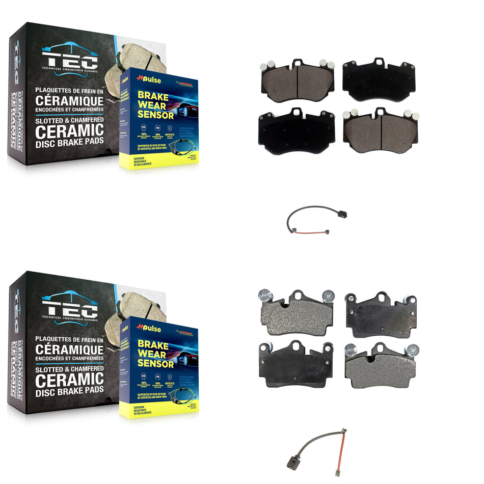 Front Rear Ceramic Disc Brake Pads And Wear Sensors Kit For Porsche Cayenne KTW-100299