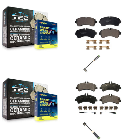 Front Rear Ceramic Brake Pad Extra Wear Sensor Kit For Mercedes-Benz Sprinter 3500 3500XD KTW-100308