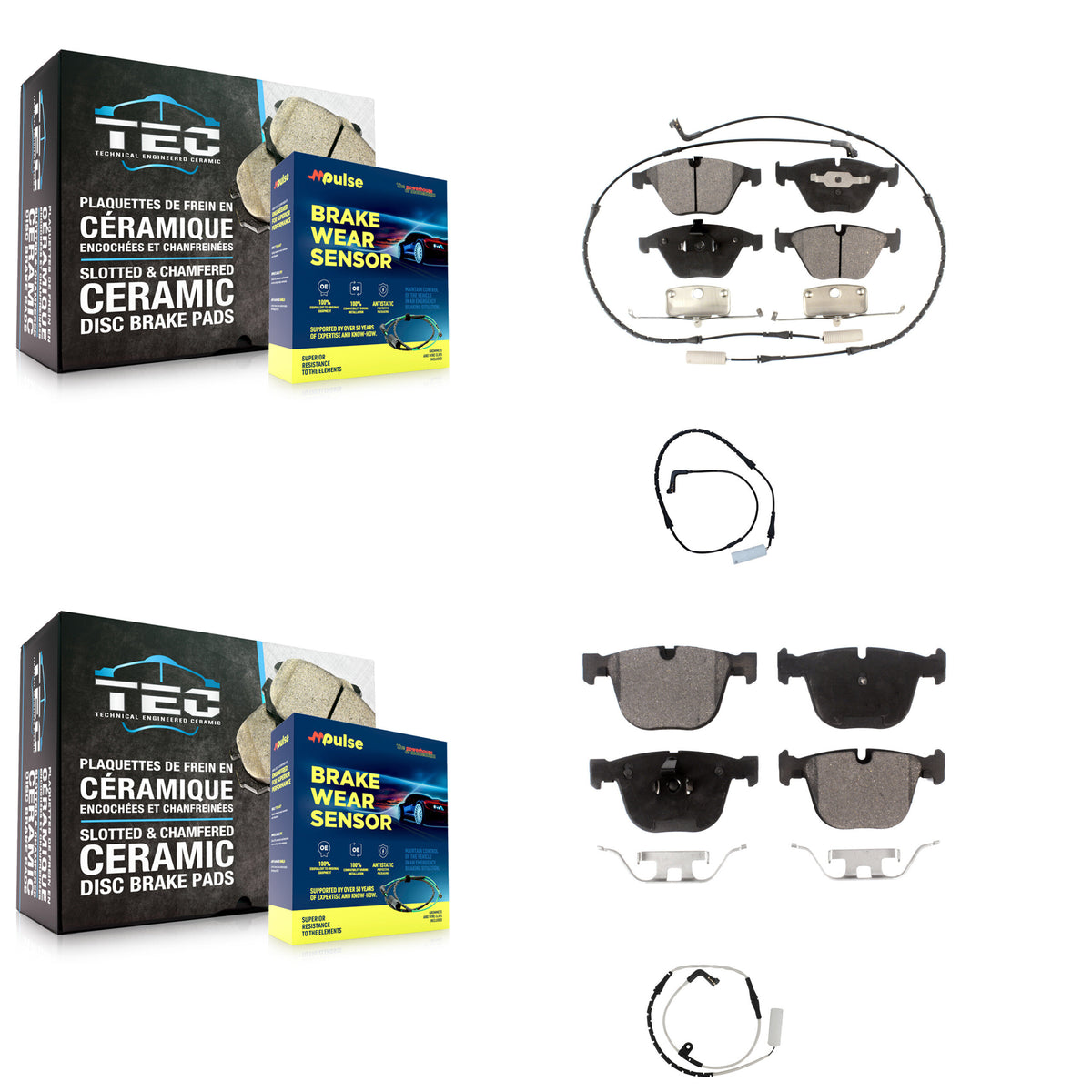 Front Rear Ceramic Brake Pads & Extra Wear Sensor Kit For BMW 750i 750Li 745i 745Li 760Li KTW-100320