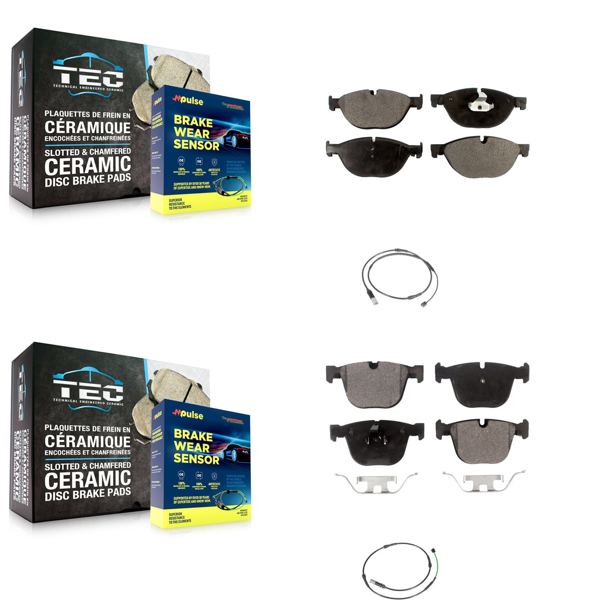 Front Rear Ceramic Disc Brake Pads And Wear Sensors Kit For BMW 535i GT xDrive 550i KTW-100325