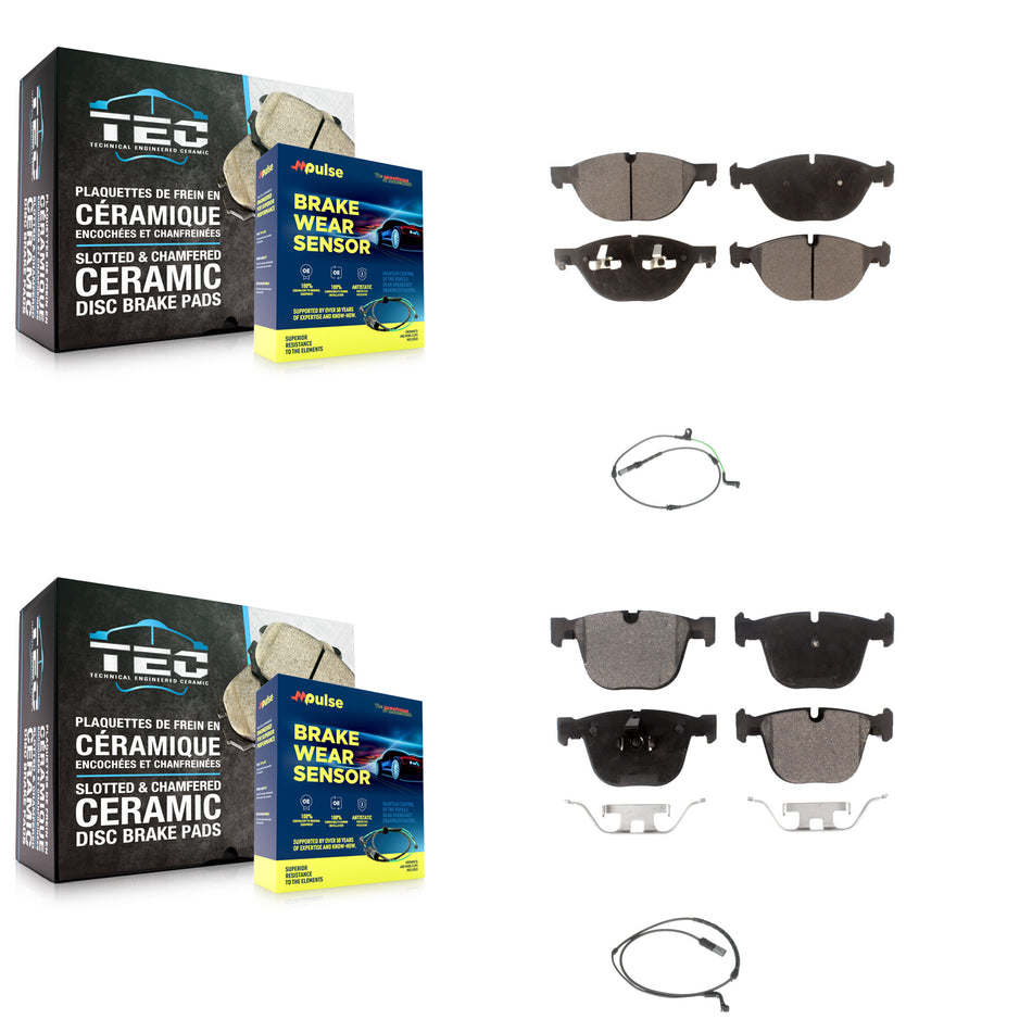 Front Rear Ceramic Disc Brake Pads And Wear Sensors Kit For BMW X6 xDrive50i with 4.4L KTW-100337